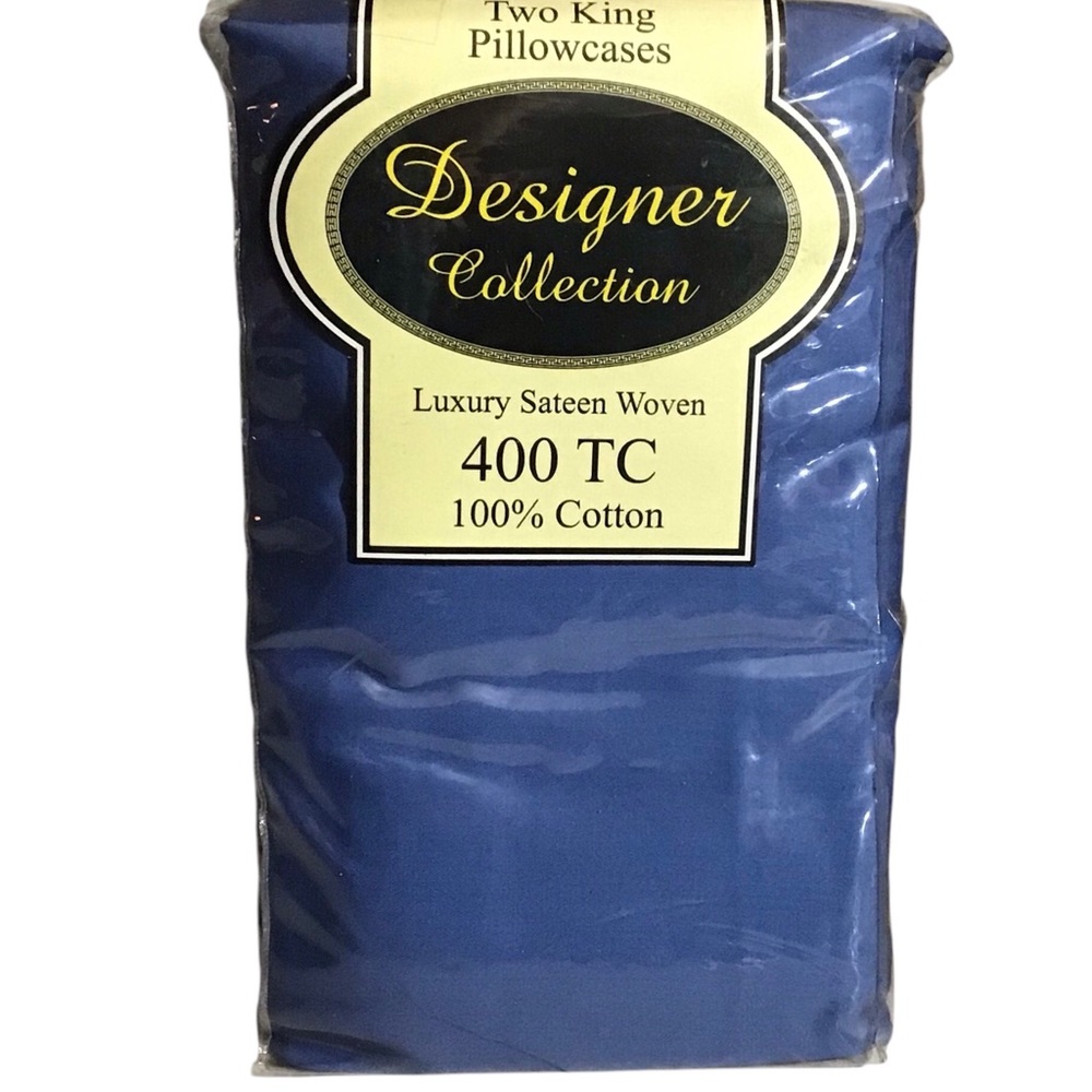 Designer Collection King Pillowcases 400 Thread Ct Luxury Sateen Cotton Blue